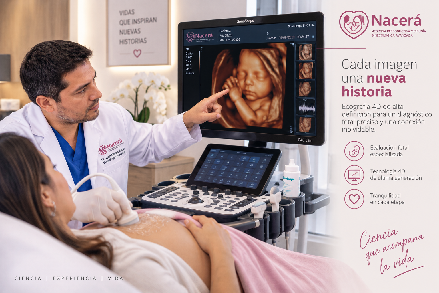 Ecografía 4D y evaluación fetal en Nacerá